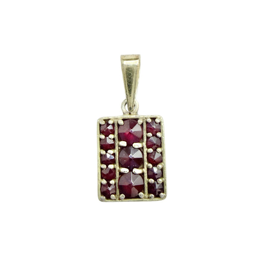 Vintage ca 1960s. Gilt Sterling Siler Garnet Little Pendant.