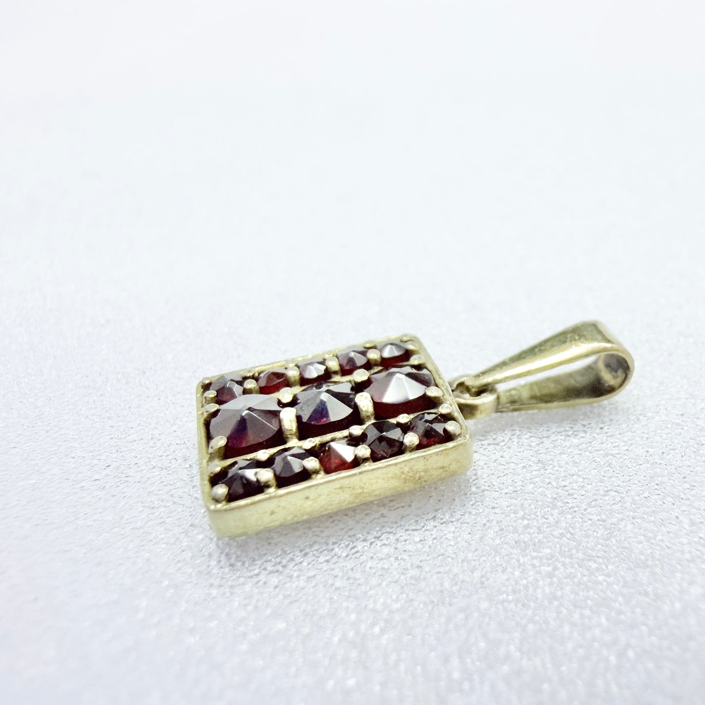 Vintage ca 1960s. Gilt Sterling Siler Garnet Little Pendant.
