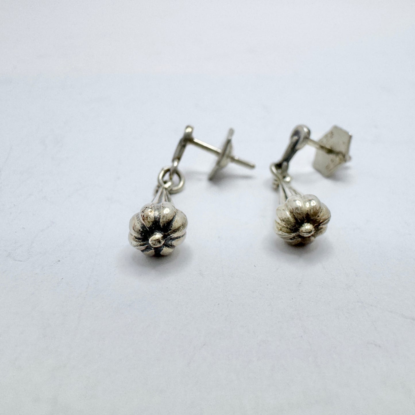 Germany ca 1940-50s. Vintage Silver Drop Earrings.