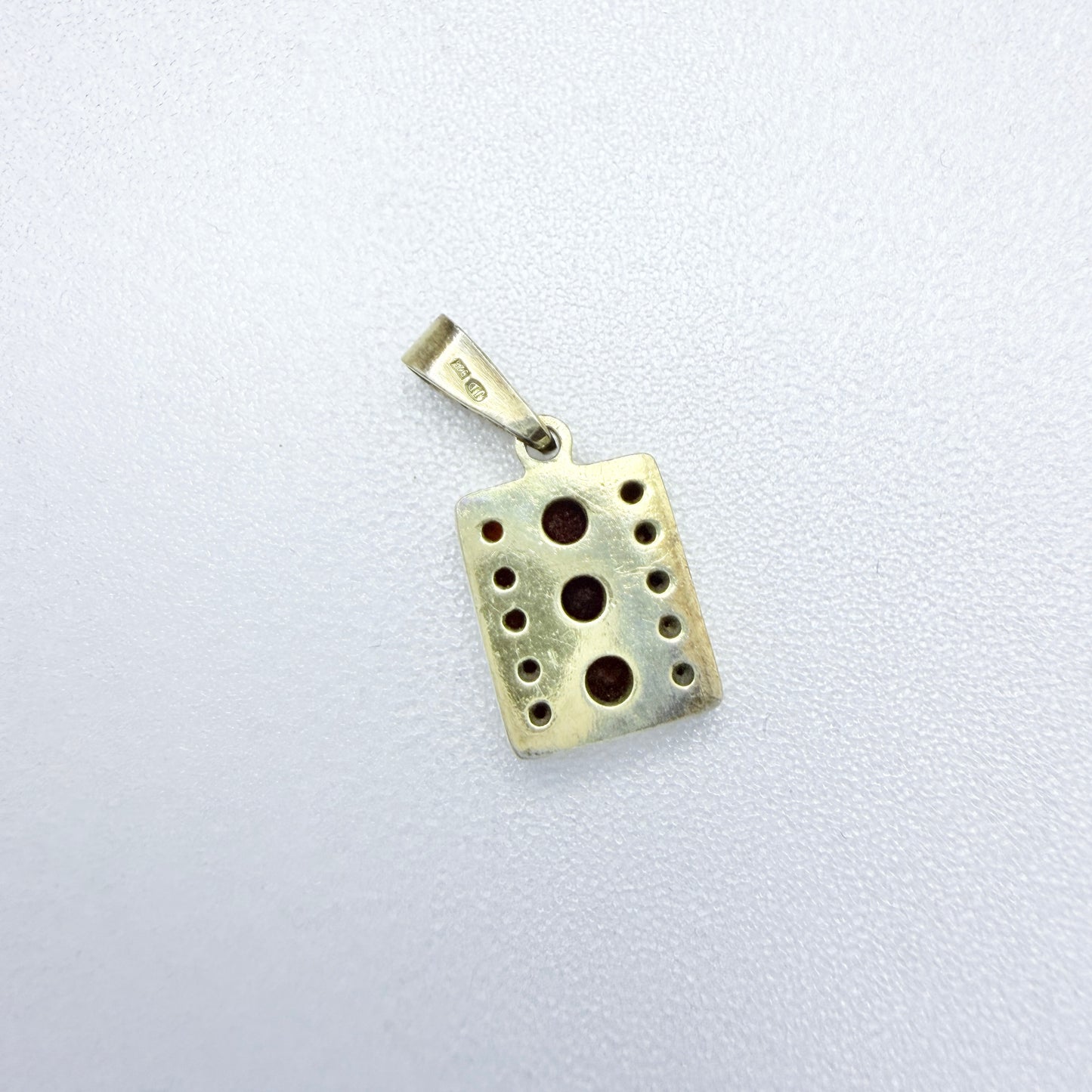Vintage ca 1960s. Gilt Sterling Siler Garnet Little Pendant.