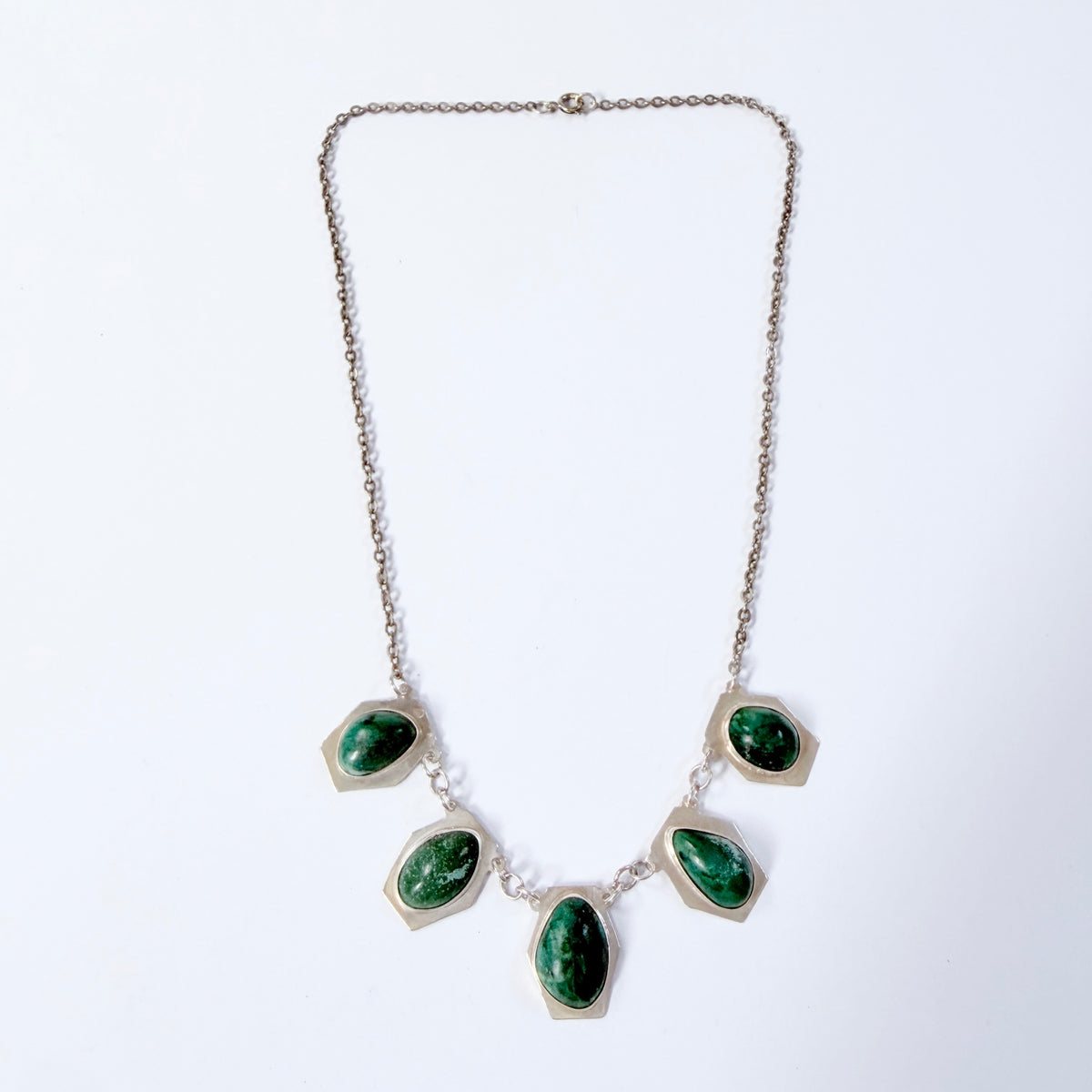 Israel 1960-70s. Vintage Sterling Silver Eilat Stone Necklace.
