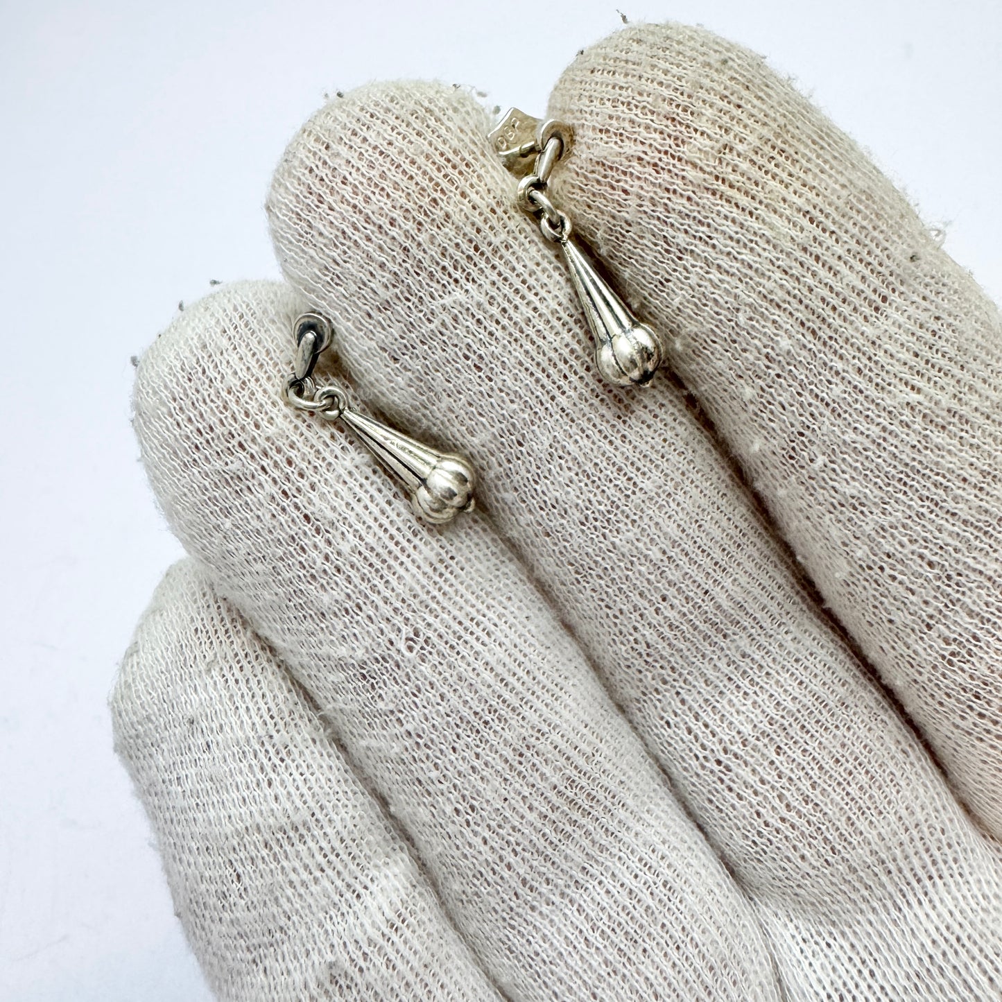 Germany ca 1940-50s. Vintage Silver Drop Earrings.