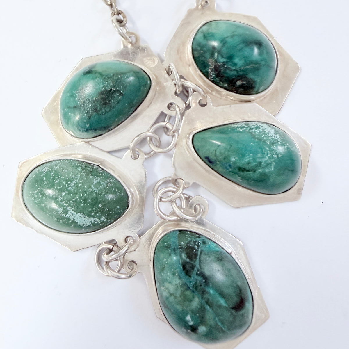 Israel 1960-70s. Vintage Sterling Silver Eilat Stone Necklace.