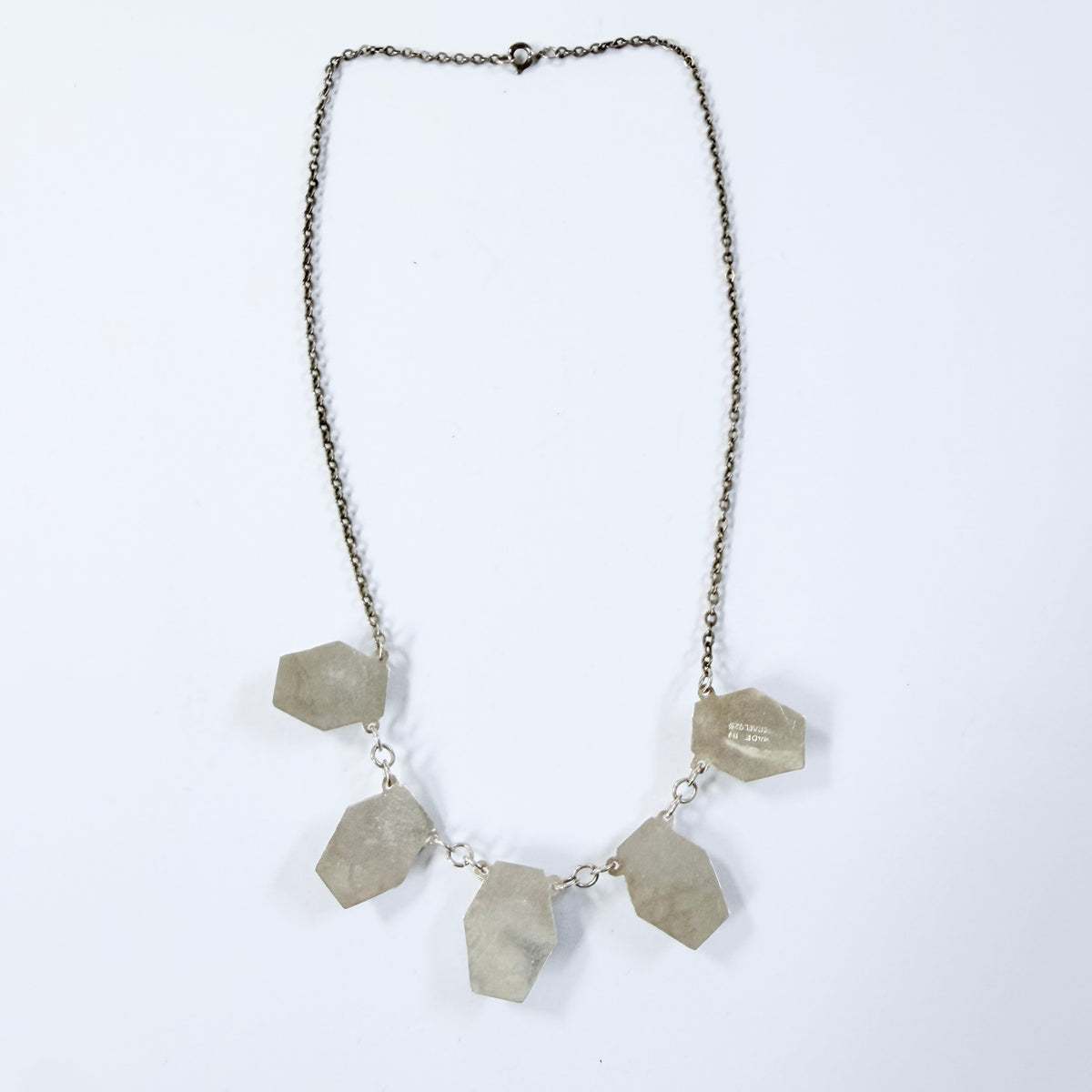 Israel 1960-70s. Vintage Sterling Silver Eilat Stone Necklace.