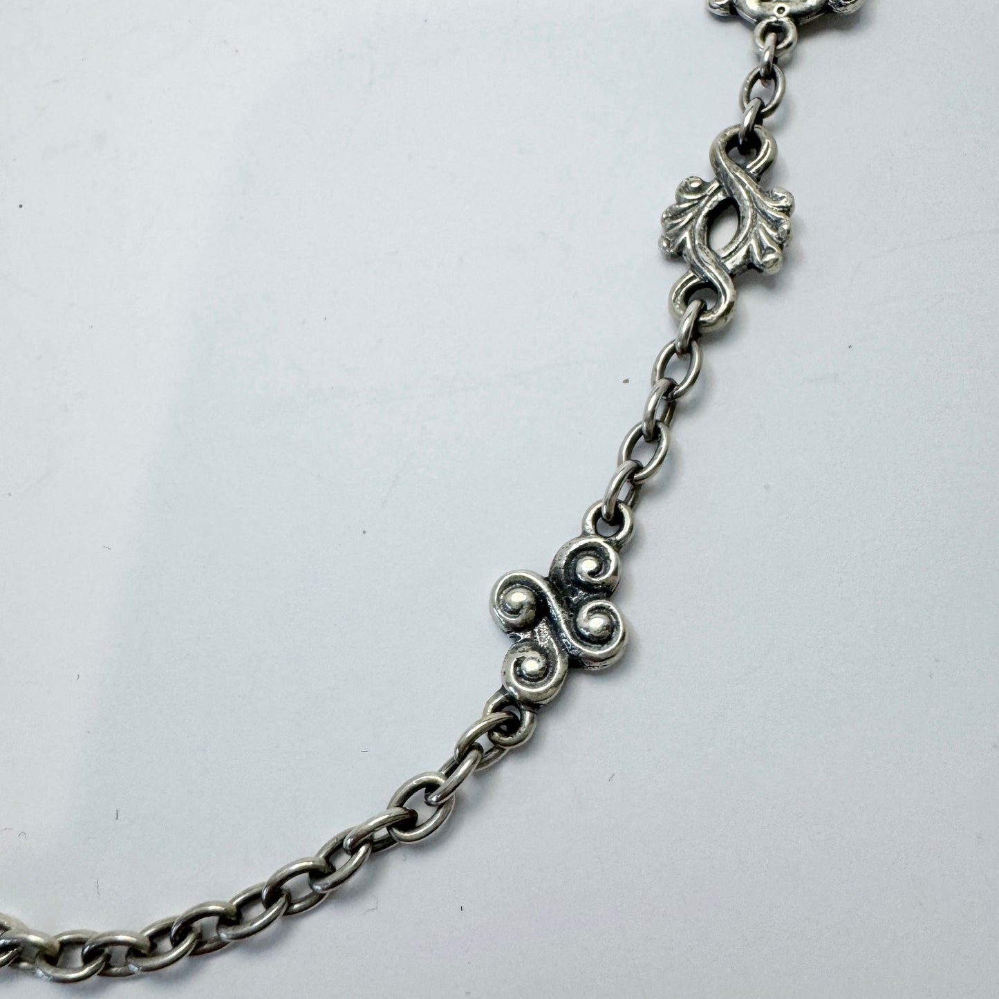 Norway. Antique early 1900s Solid Silver 32 inch Necklace.