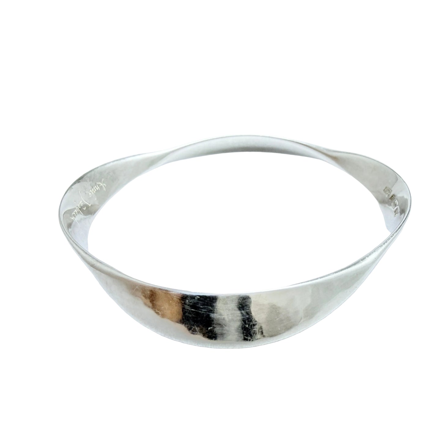 Annie Jägbeck, Sweden. Vintage Sterling Silver Bangle Bracelet. Signed