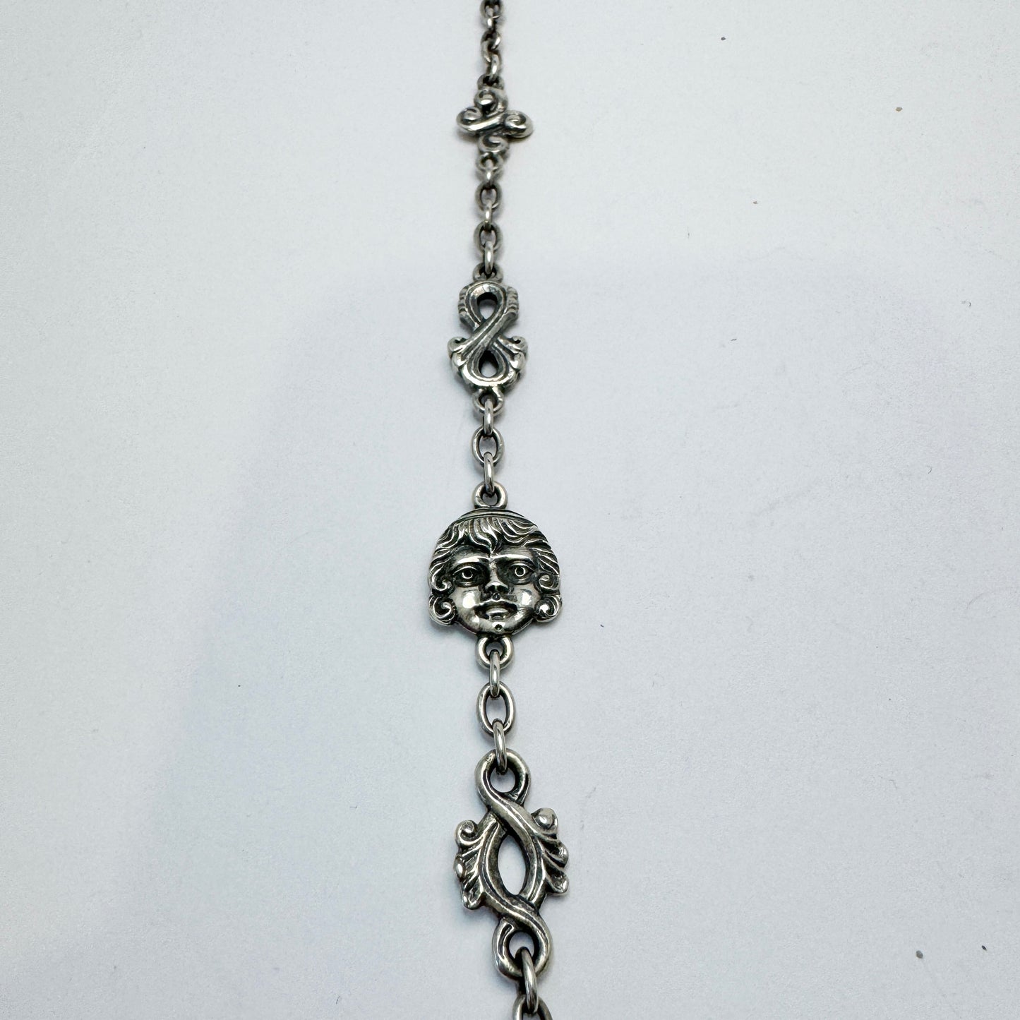 Norway. Antique early 1900s Solid Silver 32 inch Necklace.