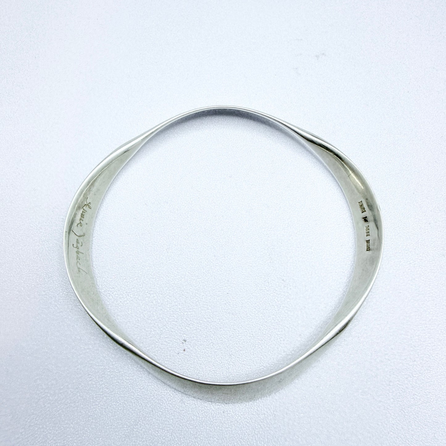 Annie Jägbeck, Sweden. Vintage Sterling Silver Bangle Bracelet. Signed