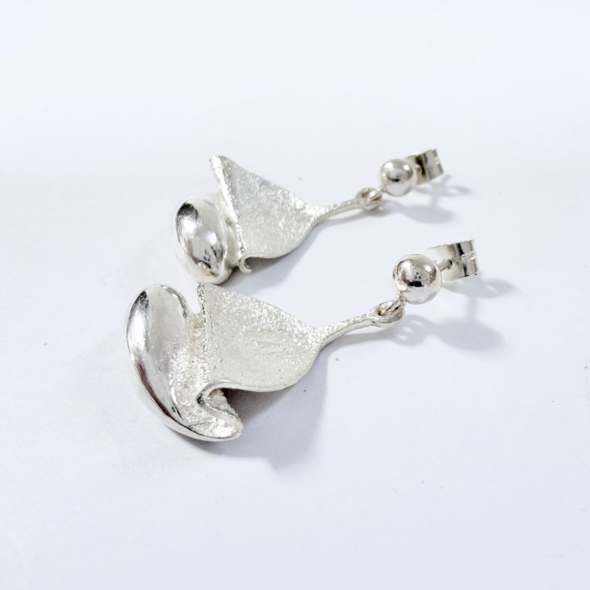 Alpo Tammi, Finland 1974. Vintage Modernist Solid Silver Earrings.
