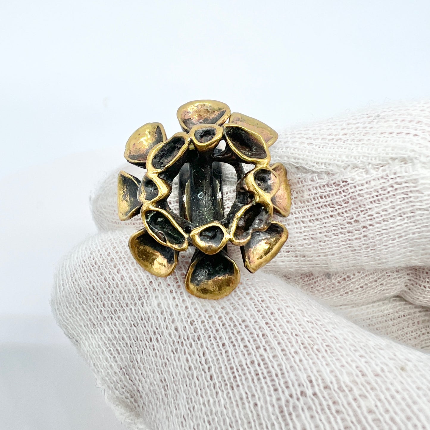 Hannu Ikonen, Finland Vintage 1970s Bronze Reindeer Moss Design Ring.