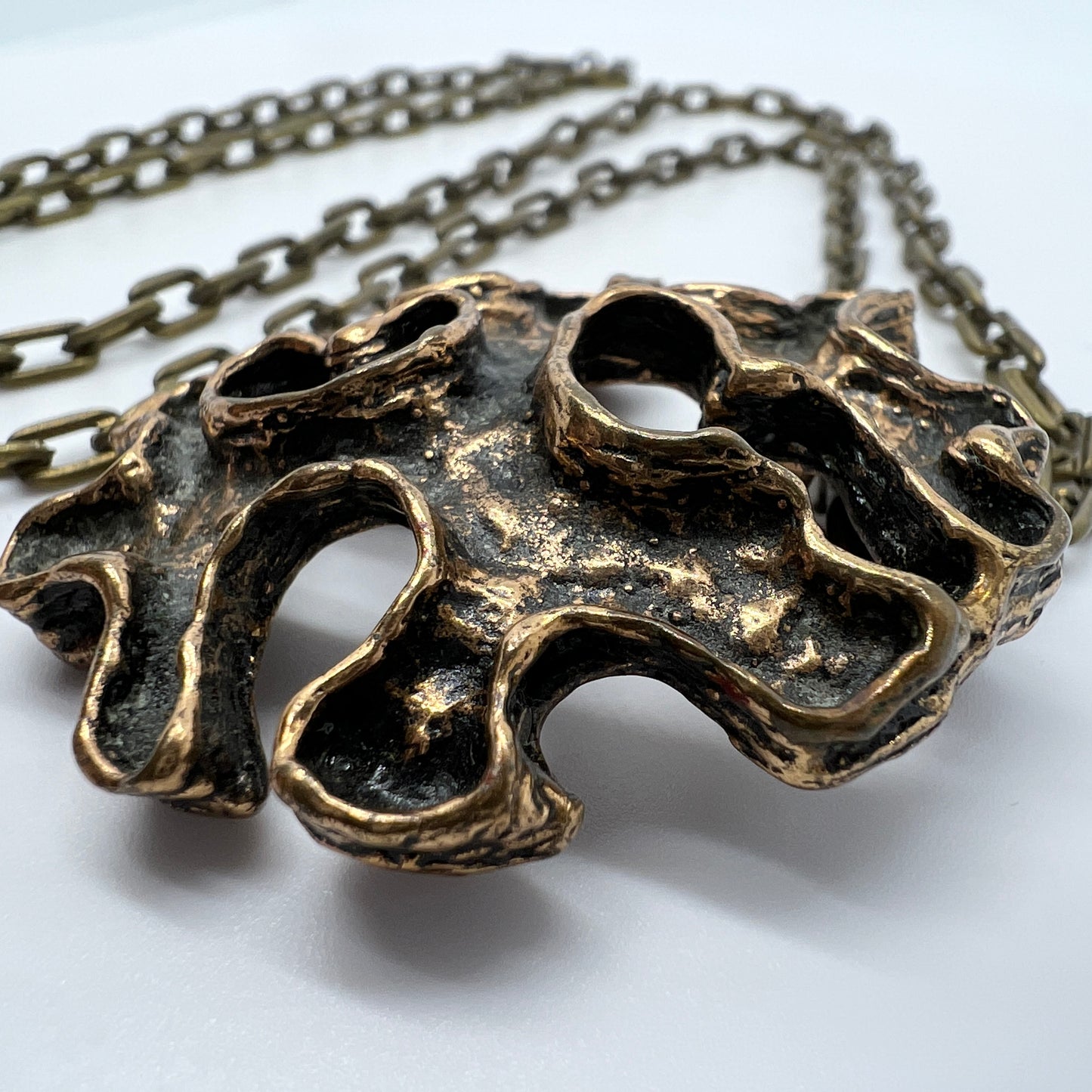 Studio Else and Paul, Norway 1960s Vintage Bronze Pendant Necklace