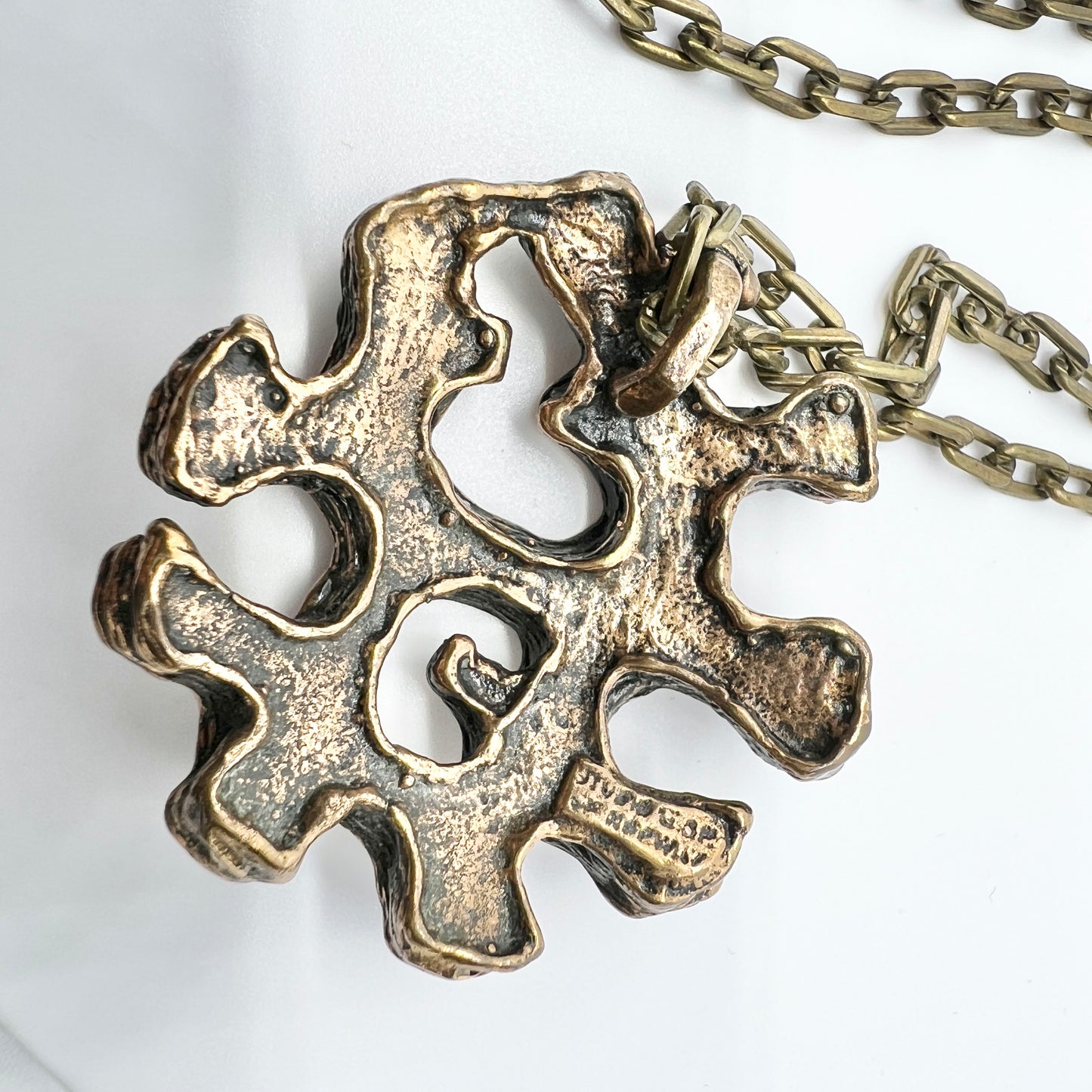 Studio Else and Paul, Norway 1960s Vintage Bronze Pendant Necklace