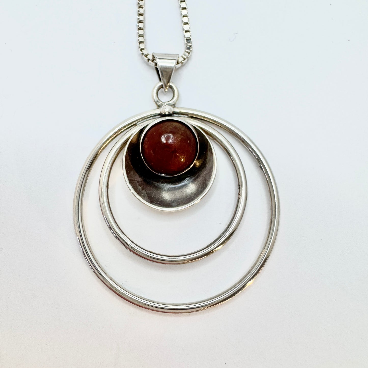 Niels Erik From, Denmark c 1960. Vintage Sterling Silver Amber Pendant  Necklace.