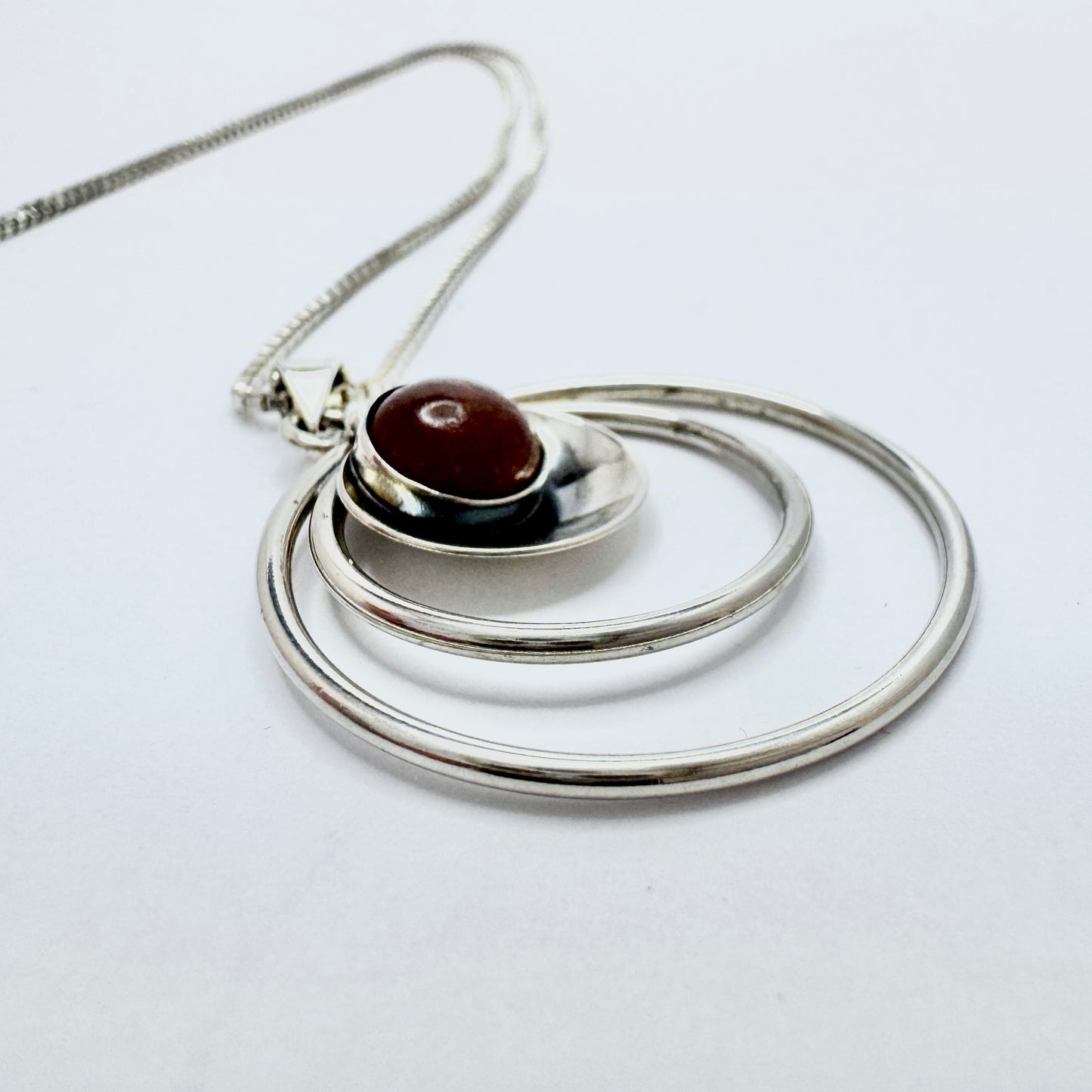 Niels Erik From, Denmark c 1960. Vintage Sterling Silver Amber Pendant  Necklace.