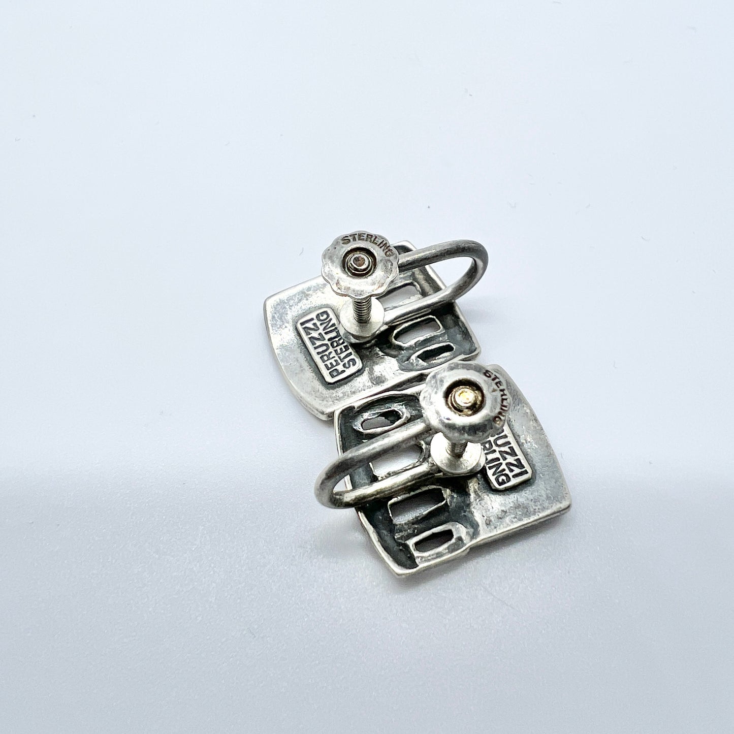 Peruzzi, Italy Vintage c 1950s Sterling Silver Earrings.