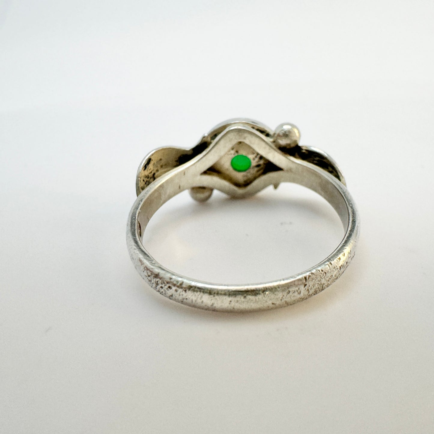 Asa-Silver Tage Linde, Sweden 1956. Vintage Solid Silver Chrysoprase Ring.