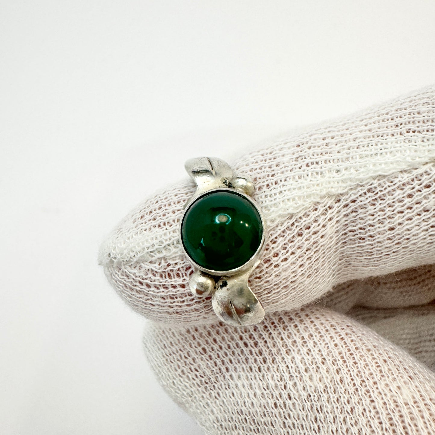 Asa-Silver Tage Linde, Sweden 1956. Vintage Solid Silver Chrysoprase Ring.