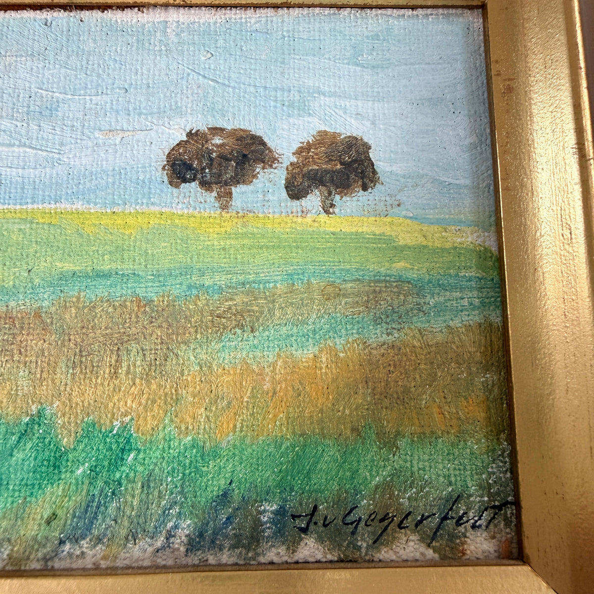 "Twosome" von Gegerfelt, Sweden. Small Vintage Original Oil Painting.