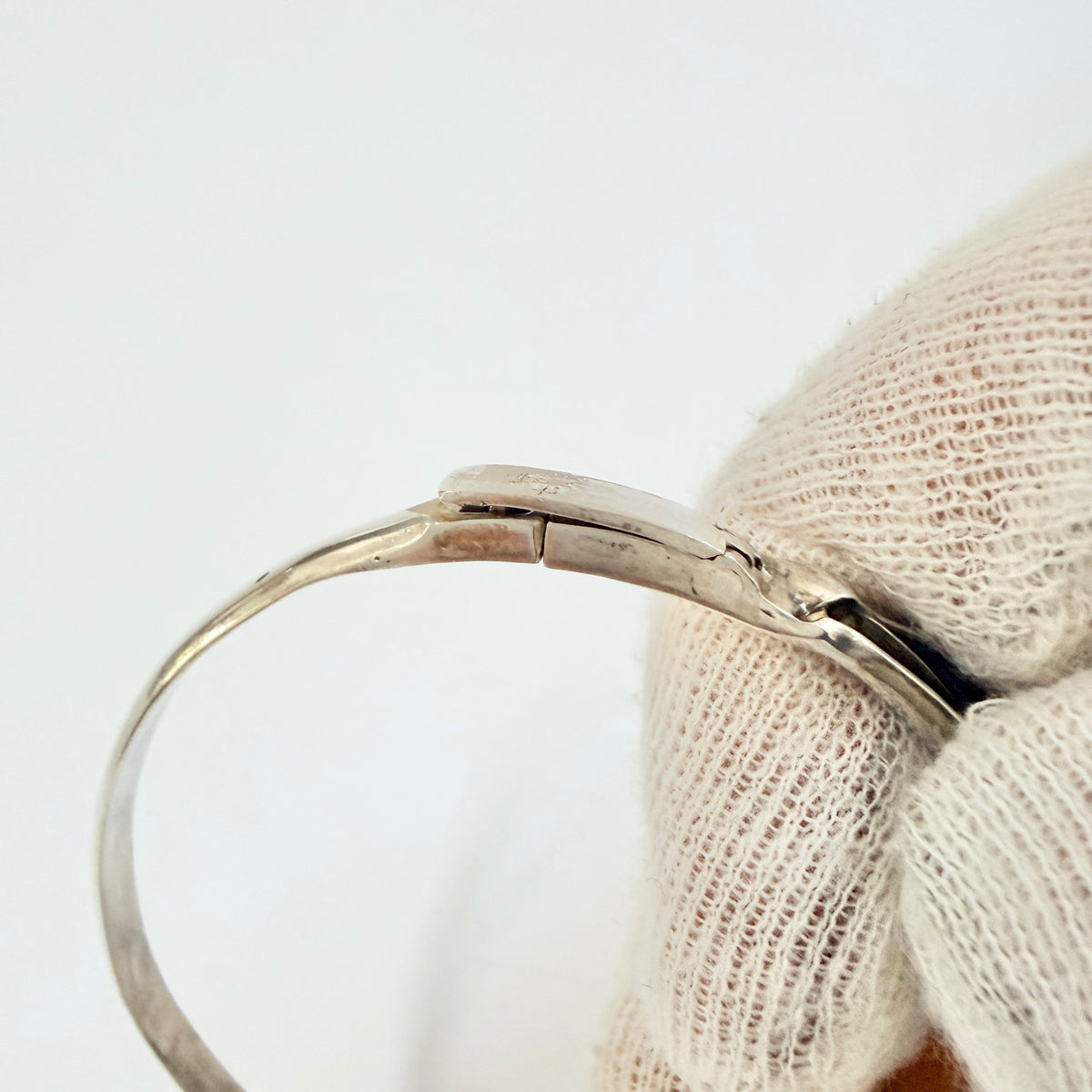 Warsaw, Poland. Vintage Solid Silver Large Amber Hinged Bracelet.