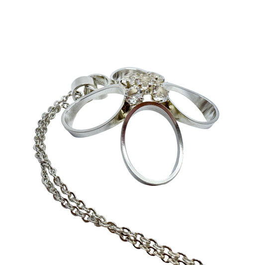 Elis Kauppi, Kupittaan Kulta Finland 1960s. Vintage Sterling Silver Rock Crystal Pendant Necklace.