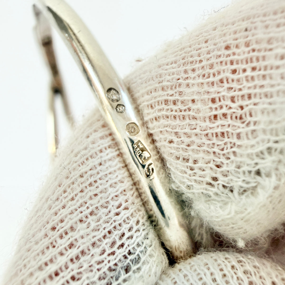 Warsaw, Poland. Vintage Solid Silver Large Amber Hinged Bracelet.