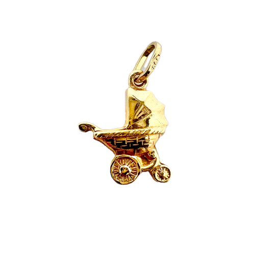 Italy. Vintage 18k Gold Stroller Charm.