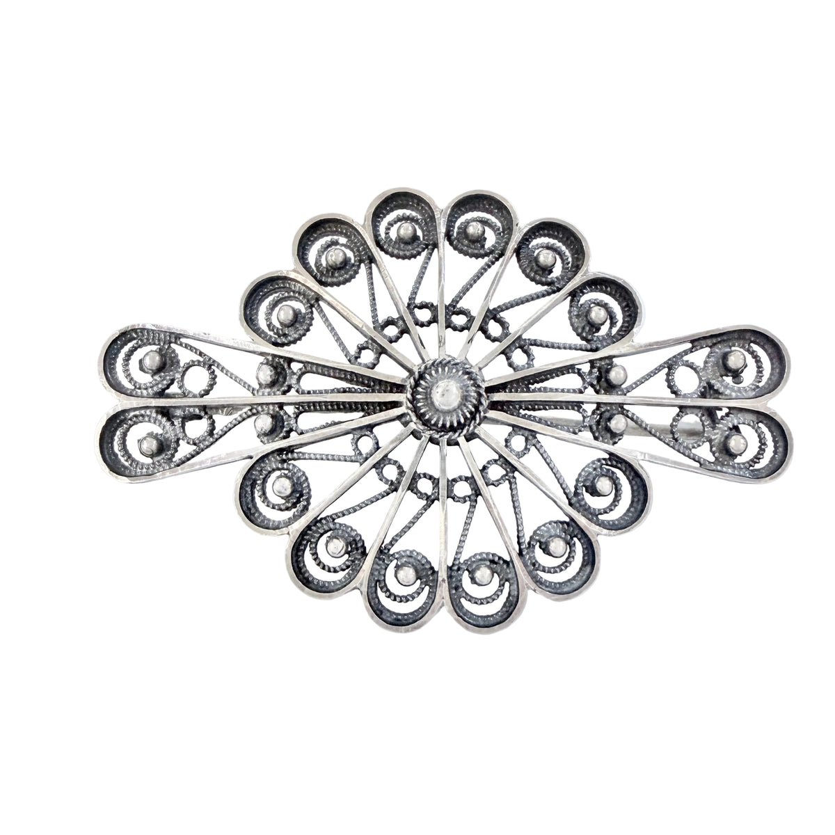 Norway early 1900. Antique / Vintage Sterling Silver Filigree Brooch.