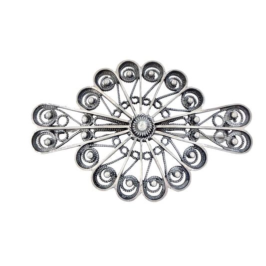 Norway early 1900. Antique / Vintage Sterling Silver Filigree Brooch.