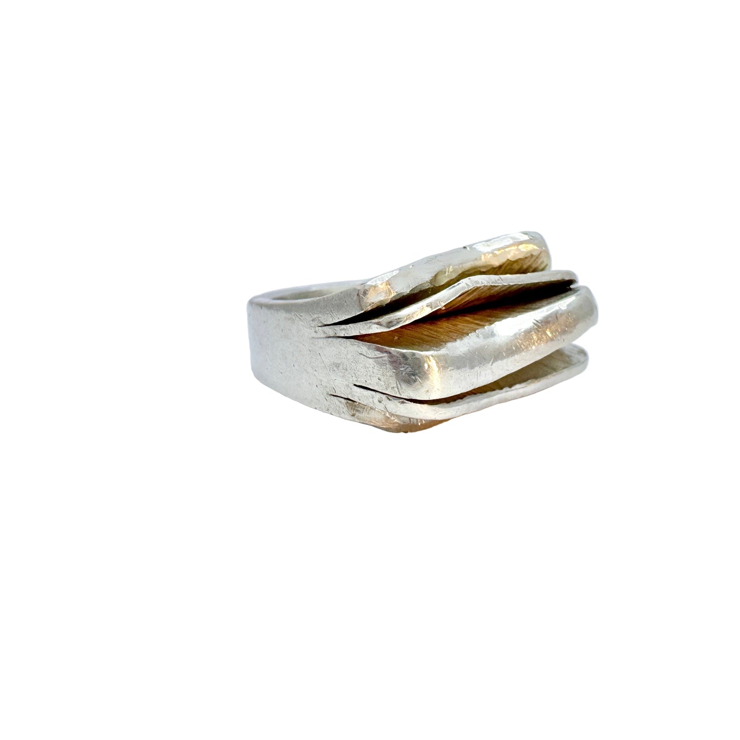 Rey Urban, Sweden 1969. Vintage Chunky Bold Brutalist Sterling Silver Ring.