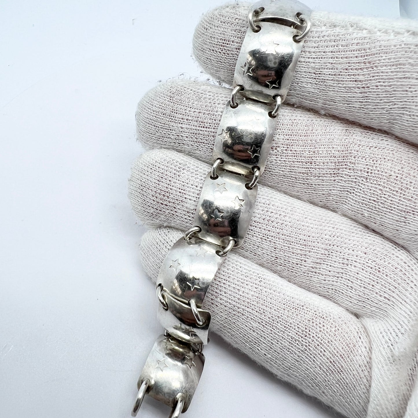 Michelsen, Sweden 1947, Vintage Sterling Silver Stars Bracelet.