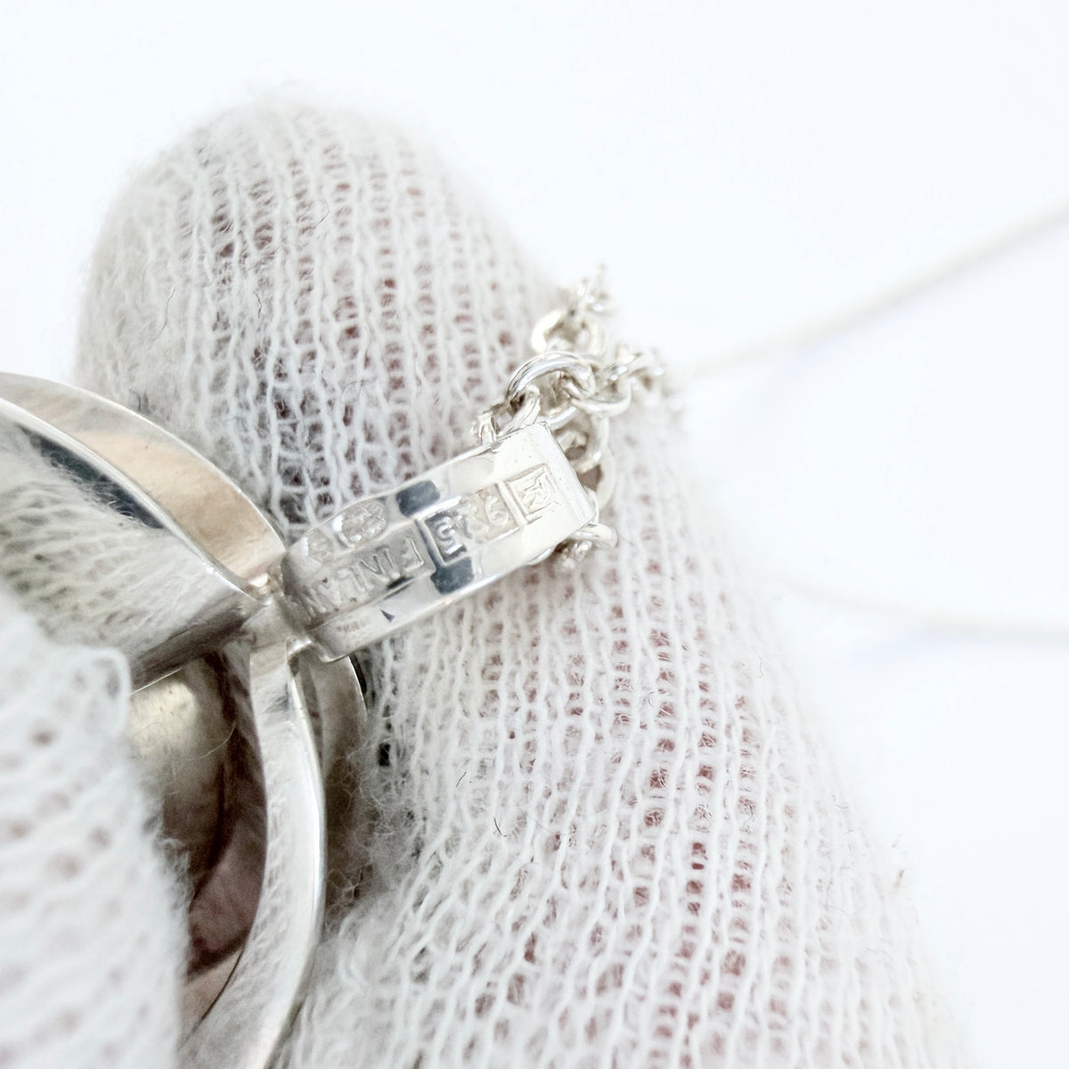 Salovaara, Finland 1970s. Vintage Sterling Silver Rock Crystal Pendant Necklace.
