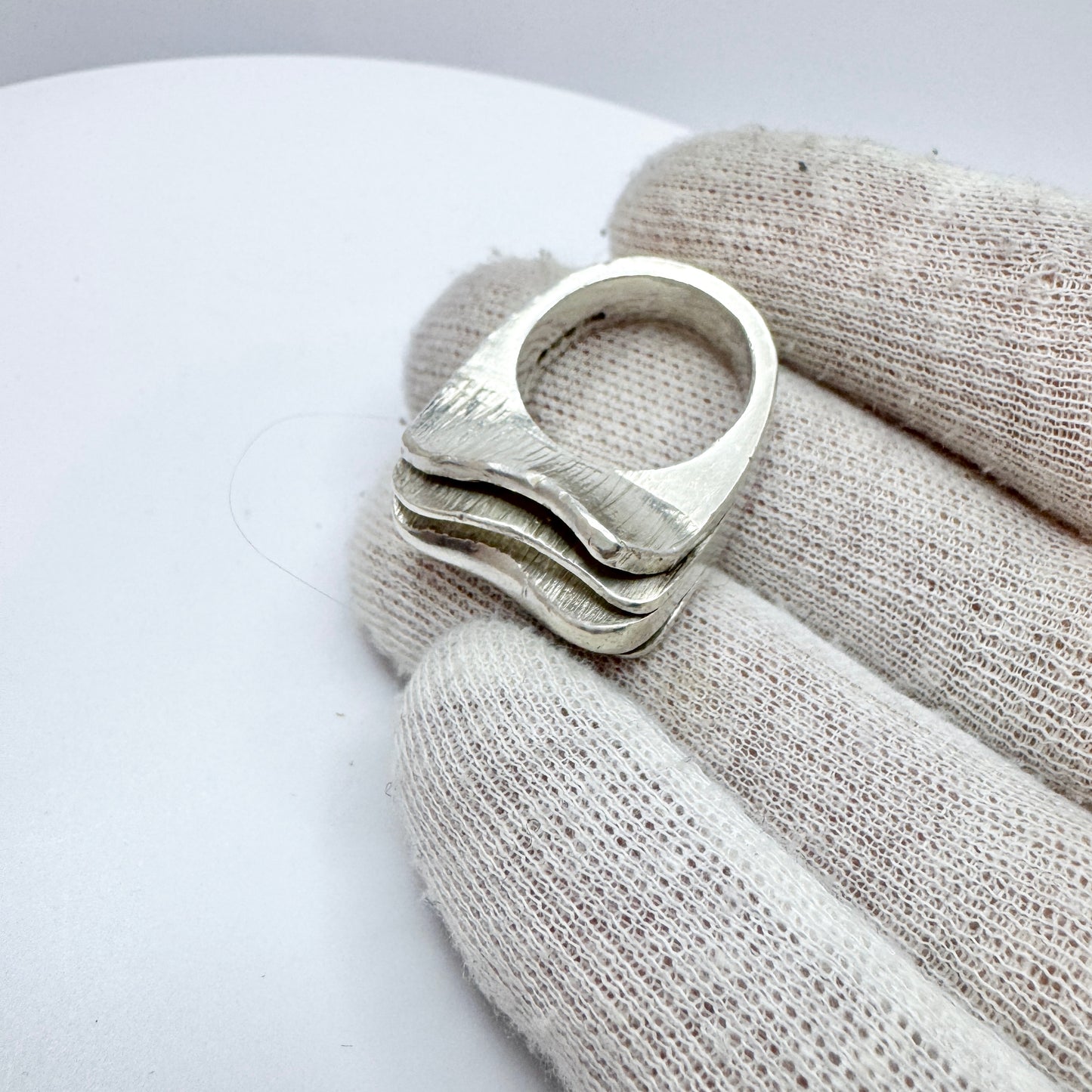 Rey Urban, Sweden 1969. Vintage Chunky Bold Brutalist Sterling Silver Ring.