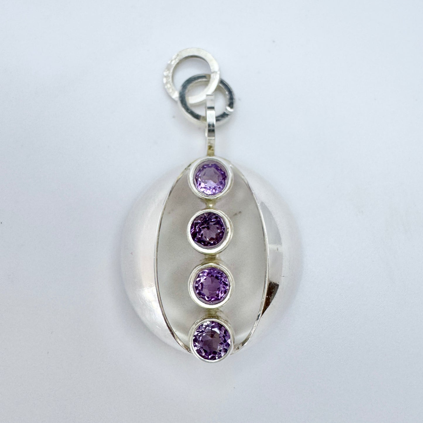 Elis Kauppi, Kupittaan Kulta Finland 1960s. Sterling Silver Amethyst Pendant.