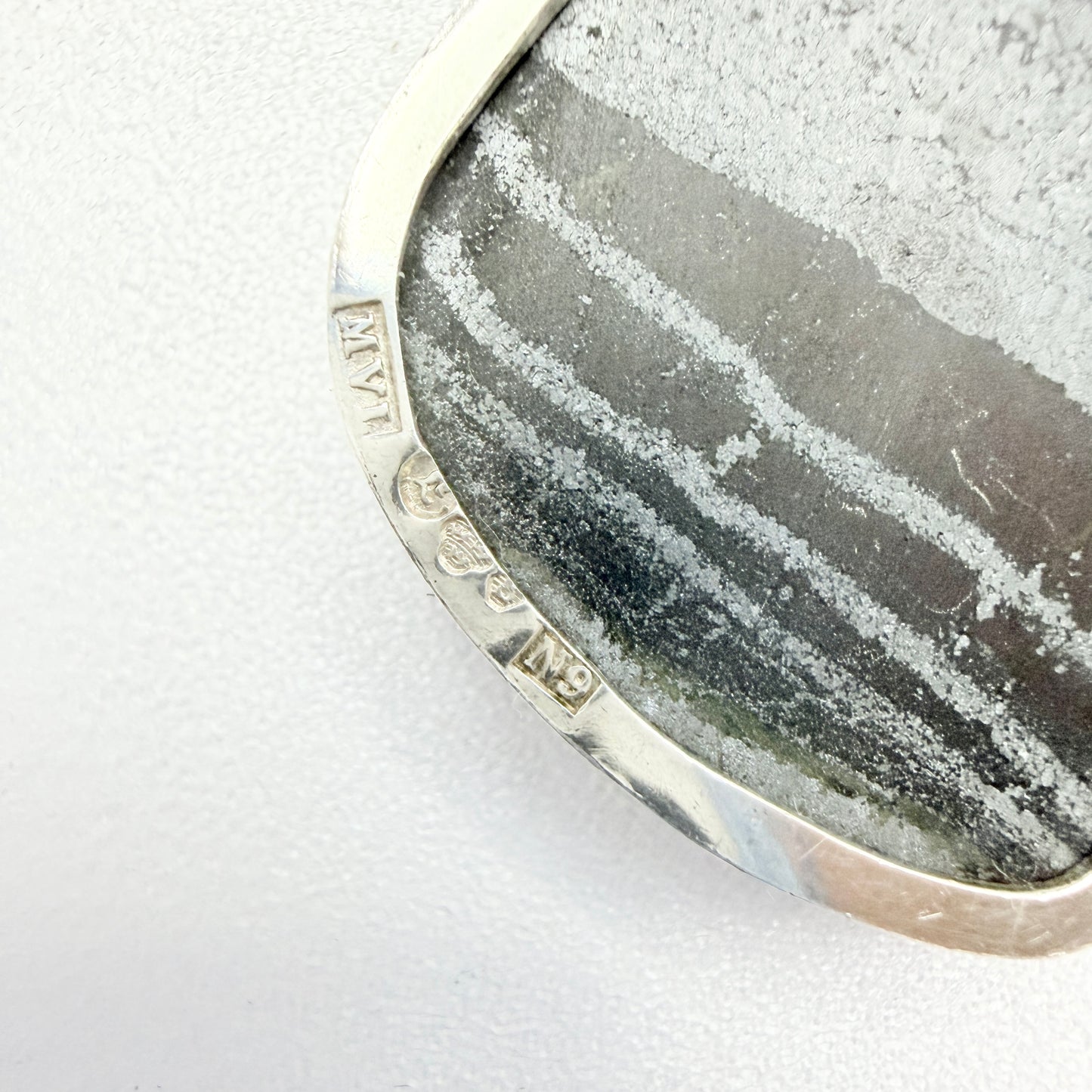 Märta Lindgren, Sweden 1963. Vintage Sterling Silver Iron Ore Pendant.
