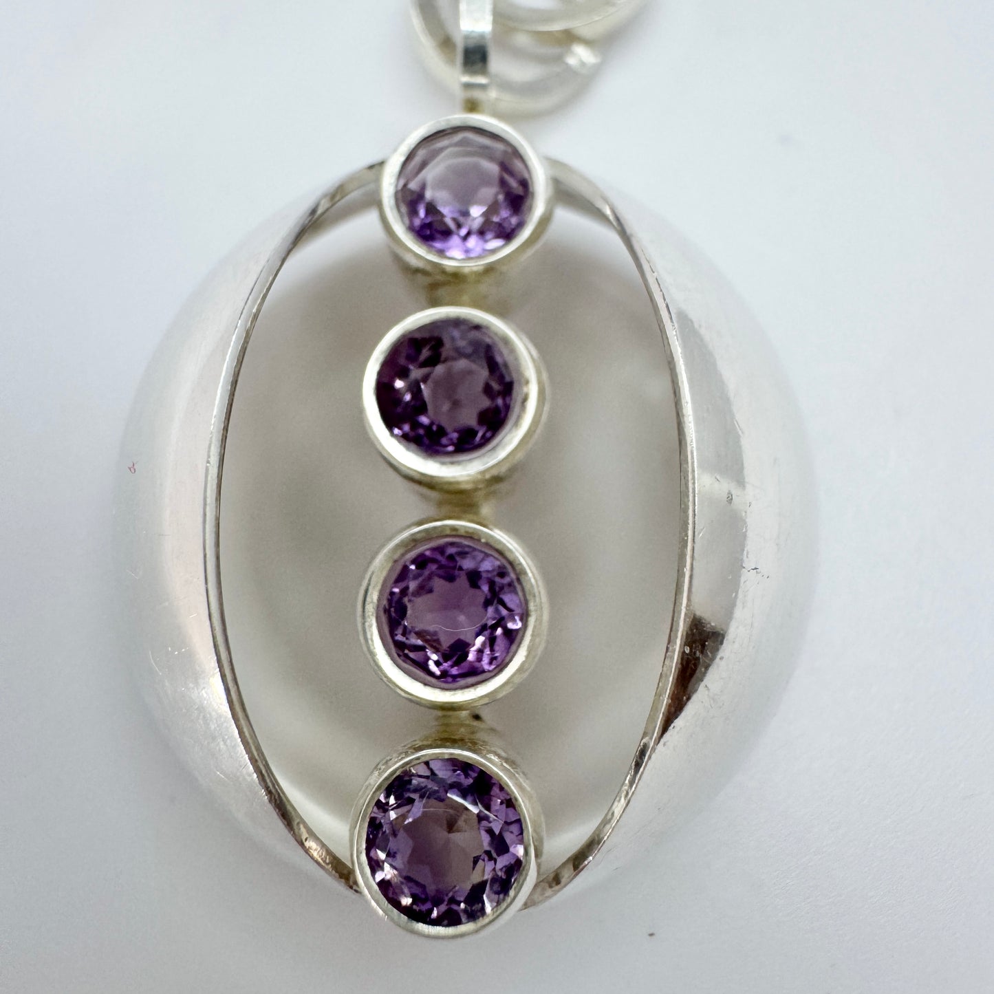 Elis Kauppi, Kupittaan Kulta Finland 1960s. Sterling Silver Amethyst Pendant.