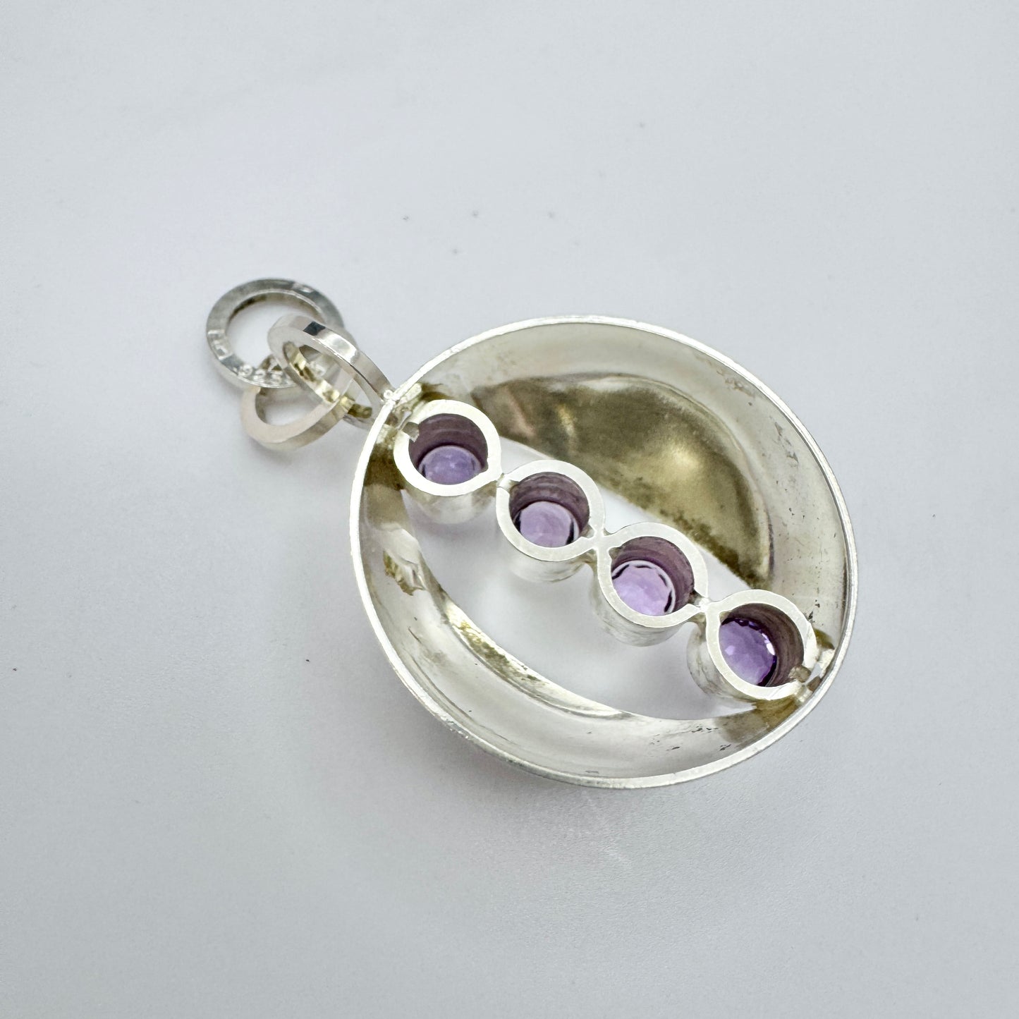 Elis Kauppi, Kupittaan Kulta Finland 1960s. Sterling Silver Amethyst Pendant.