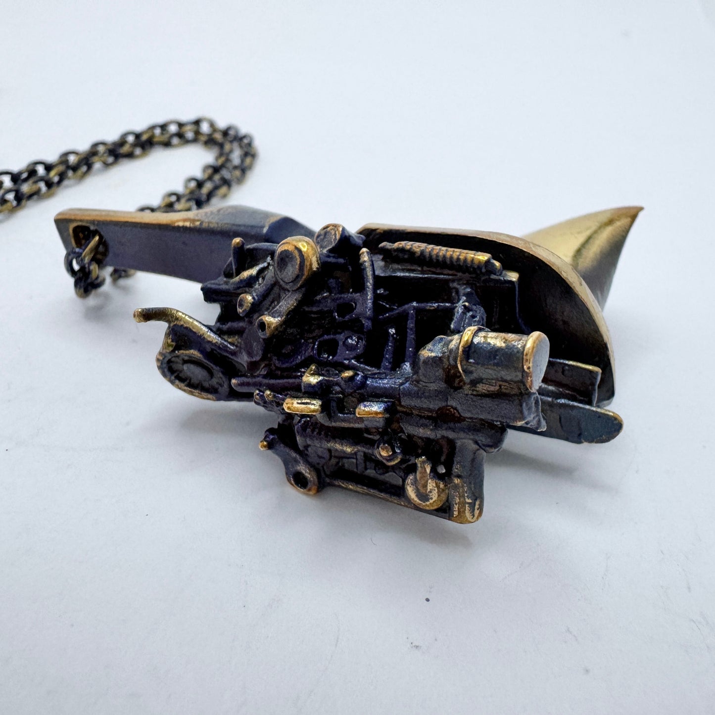 Bjorn Weckstrom for Lapponia, Finland 1970s Vintage Flame Bronze Pendant Necklace. Design: Springfield