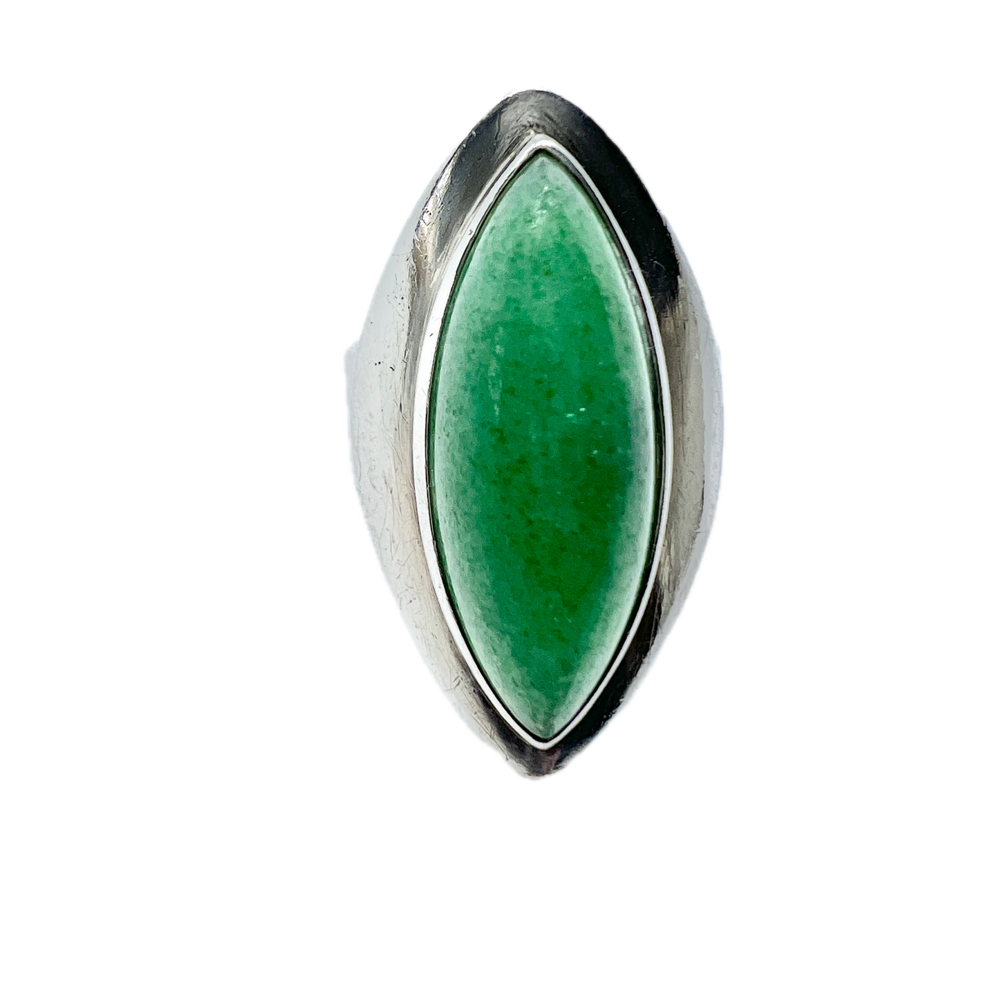 Sweden c 1960s. Vintage Modernist Solid Silver Aventurine Ring