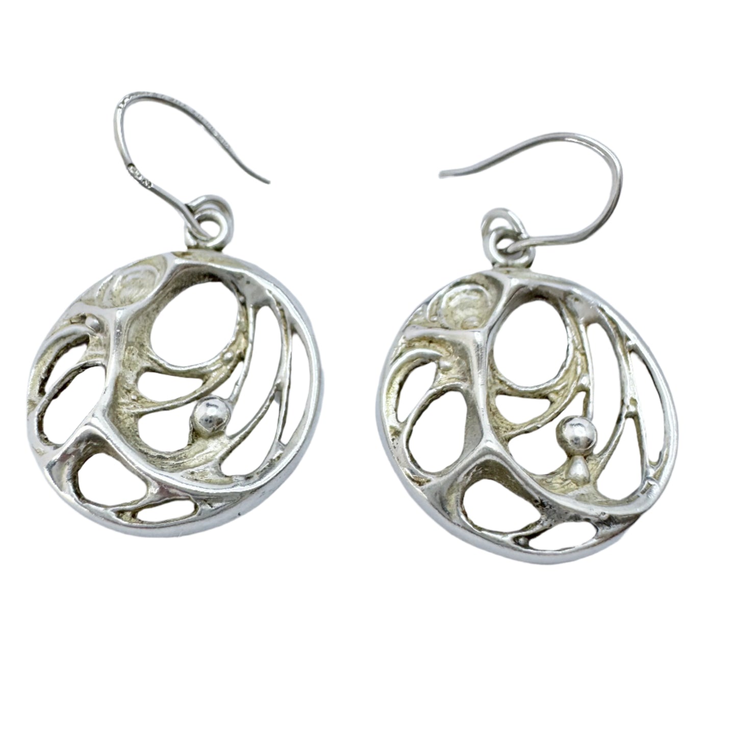 Karl Laine for Sten & Laine, Finland 1970s. Vintage Sterling Silver Spider Web Earrings.