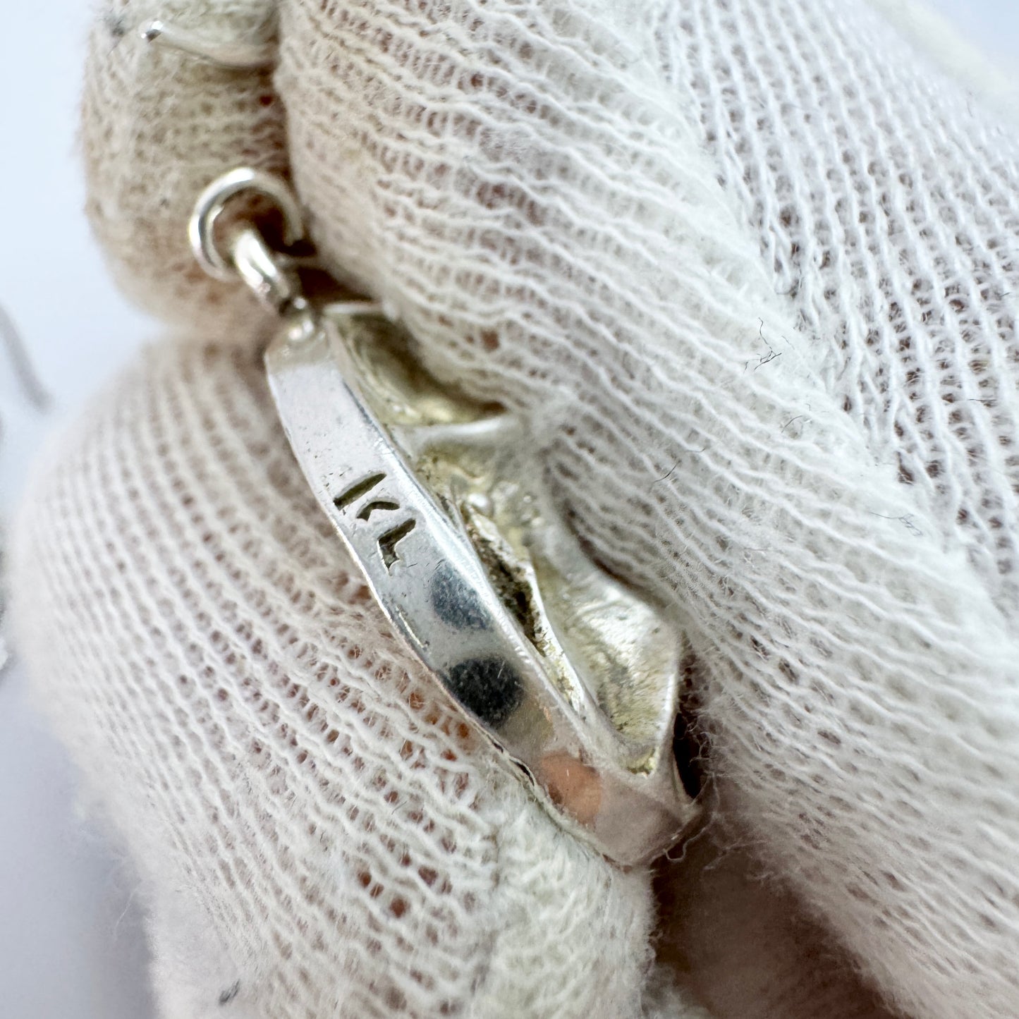 Karl Laine for Sten & Laine, Finland 1970s. Vintage Sterling Silver Spider Web Earrings.