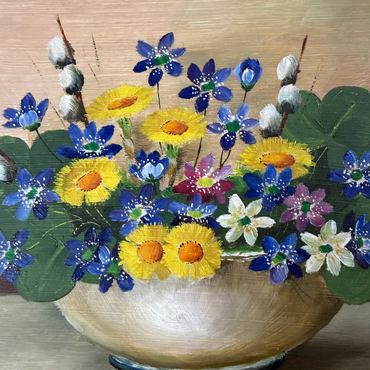 Kerstin Adamsson, Sweden c 1960s. Vintage Original Oil Painting. Spring Flowers