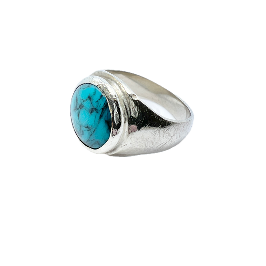 Mexico c 1950s. Sterling Silver Turquoise Ring