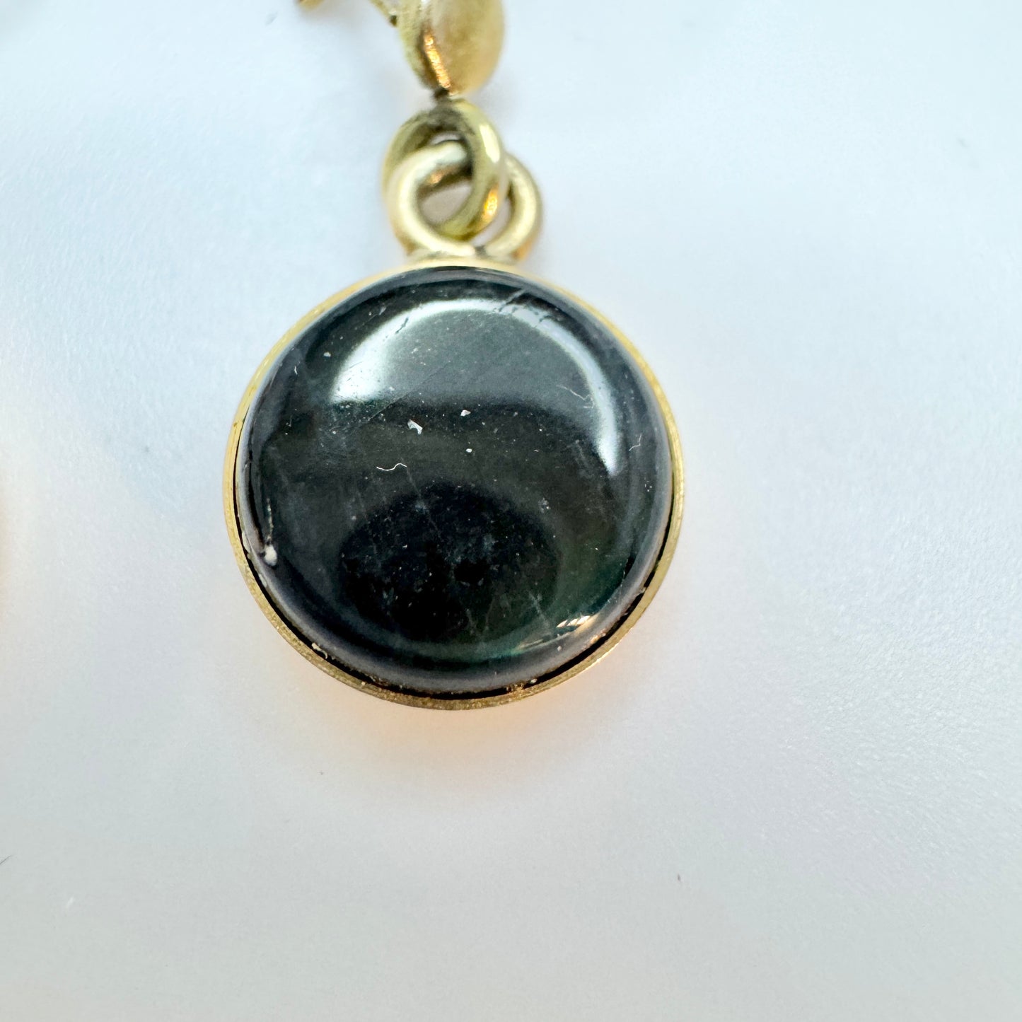 Finland. Vintage 14k Gold Spectrolite Earrings.