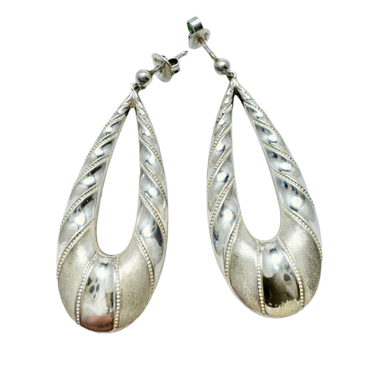 Sweden c 1980s. Large Vintage Solid Silver Earrings.