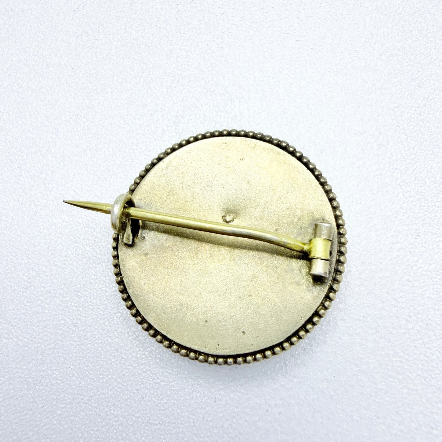 Hallmarked Italy ca year 1900. Antique Gilt Solid Silver Micro Mosaic Love Birds Brooch.