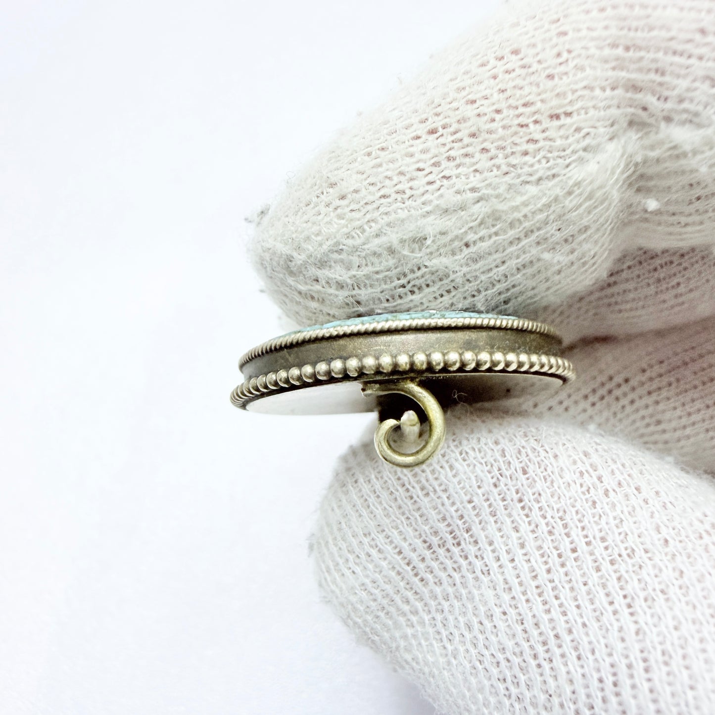 Hallmarked Italy ca year 1900. Antique Gilt Solid Silver Micro Mosaic Love Birds Brooch.