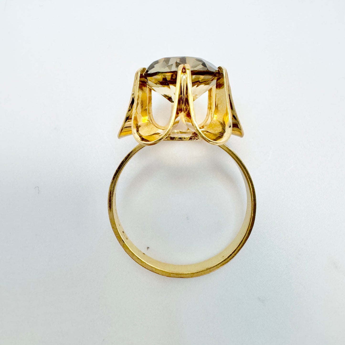 Sweden c 1960-70s. Vintage 18k Gold Smoky Quartz Ring.