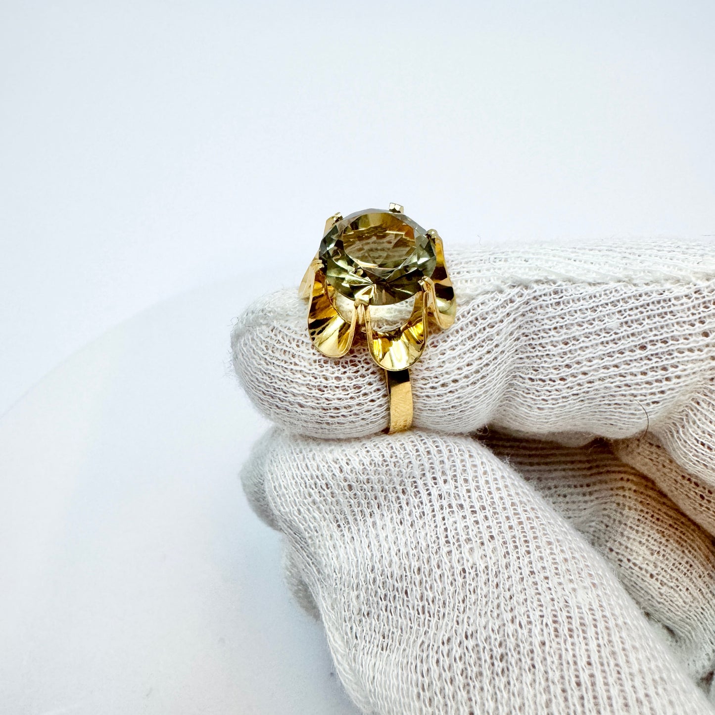 Sweden c 1960-70s. Vintage 18k Gold Smoky Quartz Ring.