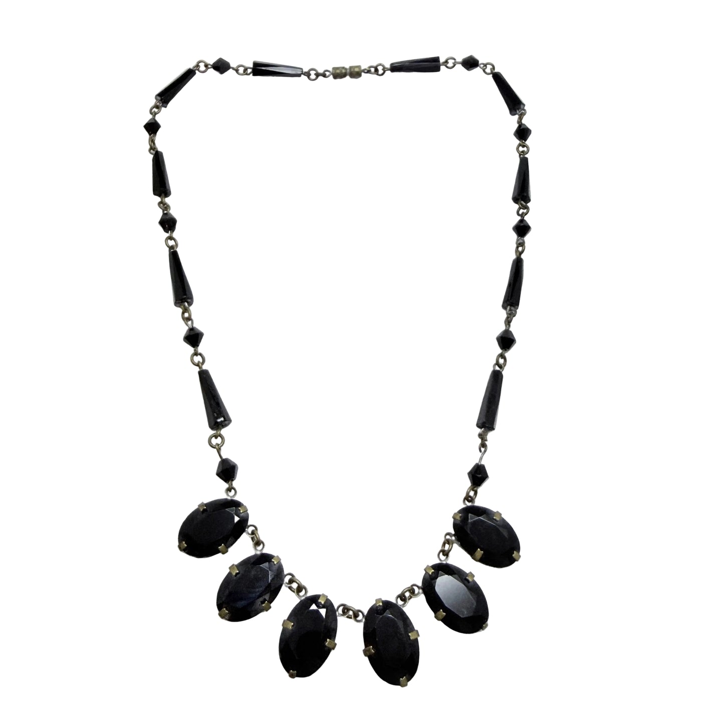 Vintage Art Deco Costume Jewelry Mourning Necklace.