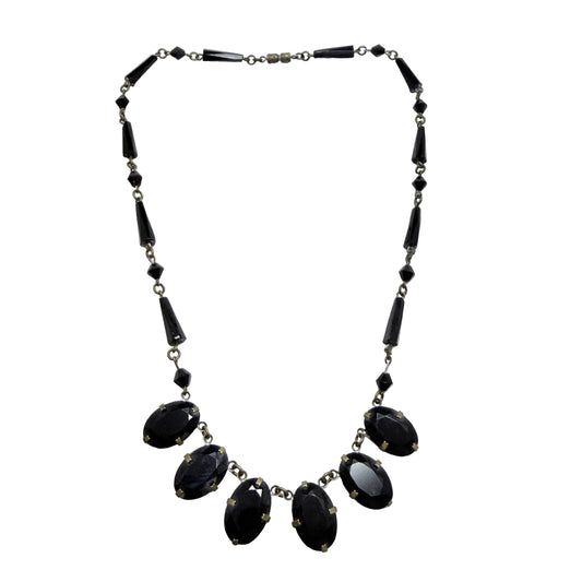 Vintage Art Deco Costume Jewelry Mourning Necklace.